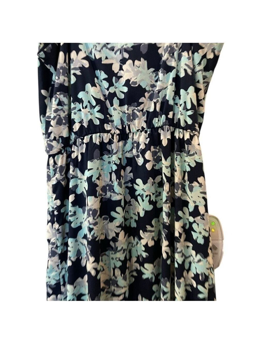 Banana Republic Faux Wrap Maxi Dress Floral Print Navy & Mint Size: 4 Petite - Picture 10 of 12